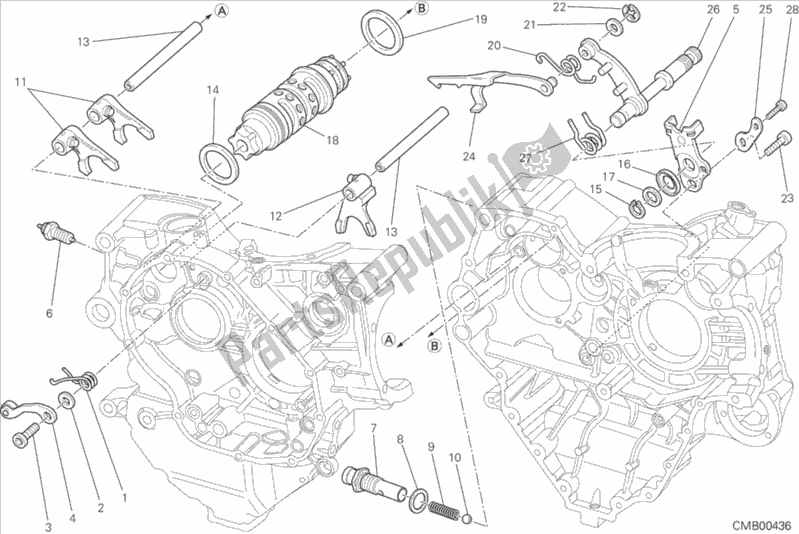 Alle onderdelen voor de Schakelnok - Vork van de Ducati Monster 1200 S USA 2015